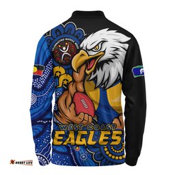 Amazing Aussie West Coast Eagles Power Through Generations NAIDOC Edition Long Sleeve Polo Shirt