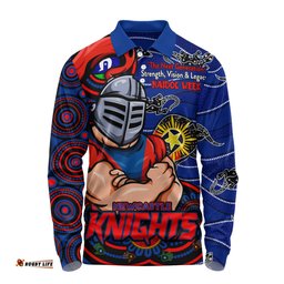 Amazing Aussie Newcastle Knights Spirit Of NAIDOC Series Long Sleeve Polo Shirt