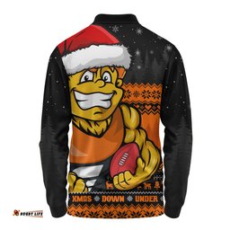 Amazing Aussie GWS GIANTS Merry Christmas Down Under Footy Power Style Long Sleeve Polo Shirt