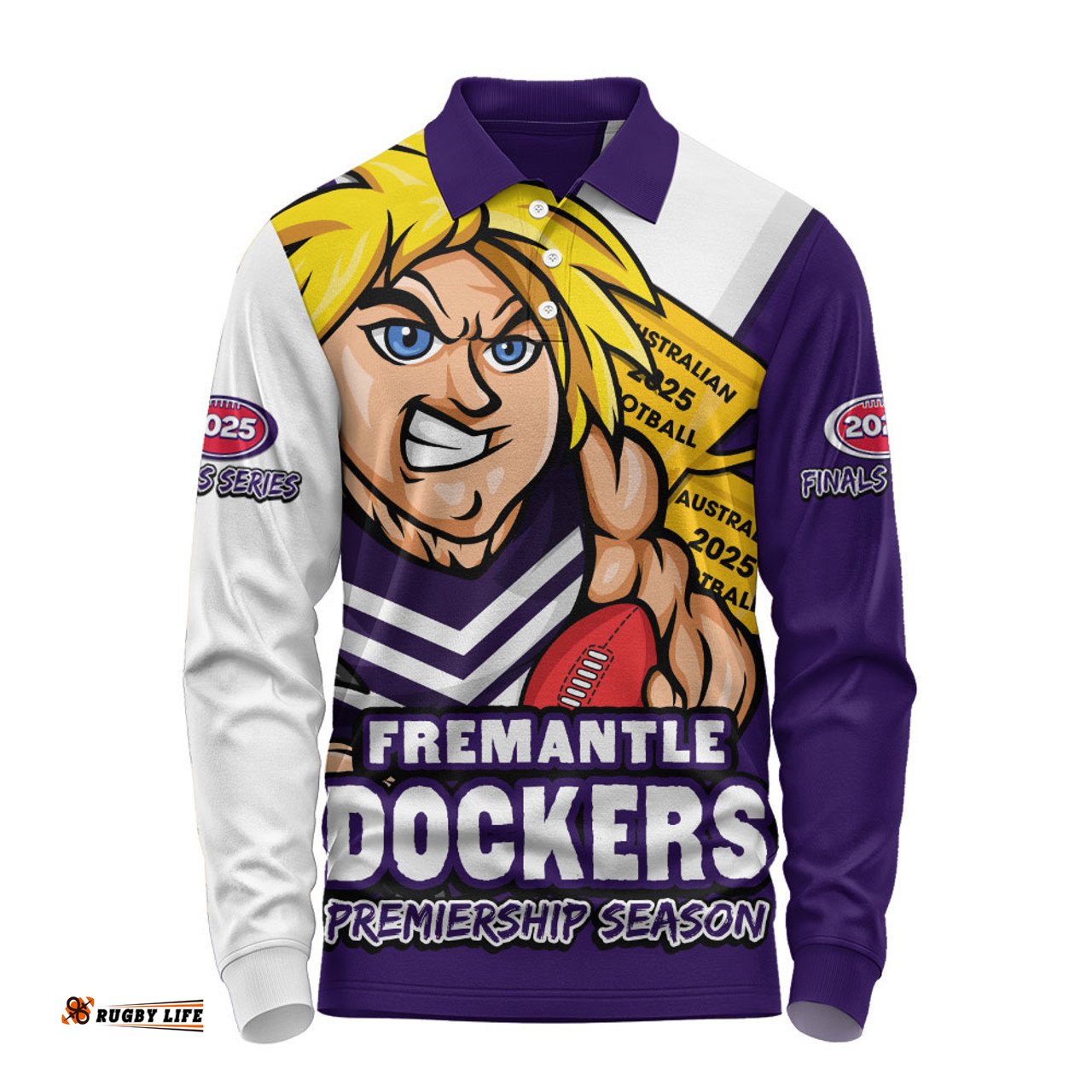 Amazing Aussie Fremantle Australian Football Finals Premiership Spirit Long Sleeve Polo Shirt