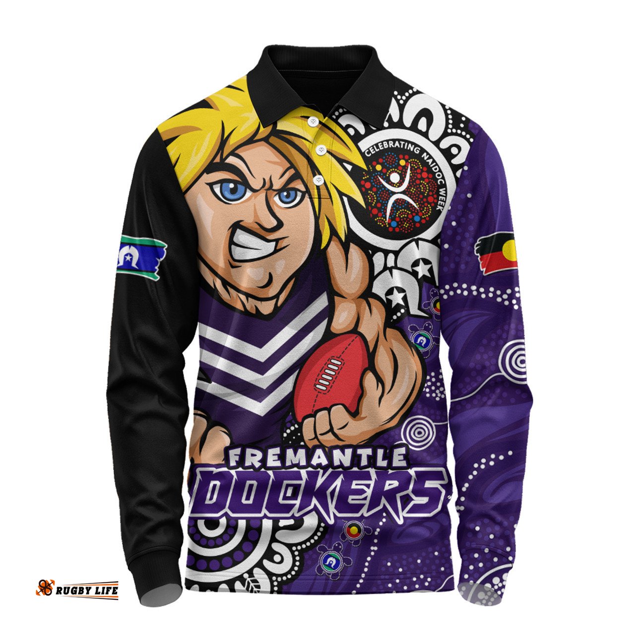 Amazing Aussie Fremantle Power Through Generations NAIDOC Edition Long Sleeve Polo Shirt