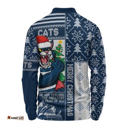 Amazing Aussie Geelong Cats Merry Christmas Knit Style Festive Spirit Long Sleeve Polo Shirt