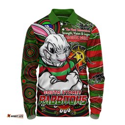 Amazing Aussie South Sydney Rabbitohs Spirit Of NAIDOC Series Long Sleeve Polo Shirt
