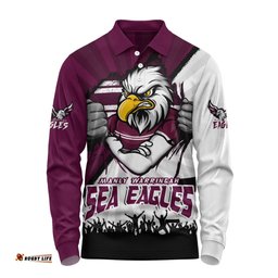 Amazing Aussie Manly Warringah Sea Eagles Fearless Soul Series Long Sleeve Polo Shirt