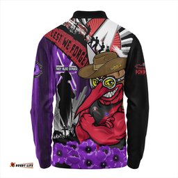 Amazing Aussie Essendon ANZAC Day Honor Purple Valor And Spirit Long Sleeve Polo Shirt