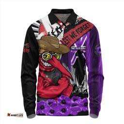 Amazing Aussie Essendon ANZAC Day Honor Purple Valor And Spirit Long Sleeve Polo Shirt