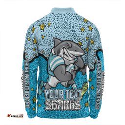 Amazing Aussie Cronulla Sutherland Sharks Custom Team With Dot And Star Patterns For Tough Fan Long Sleeve Polo Shirt