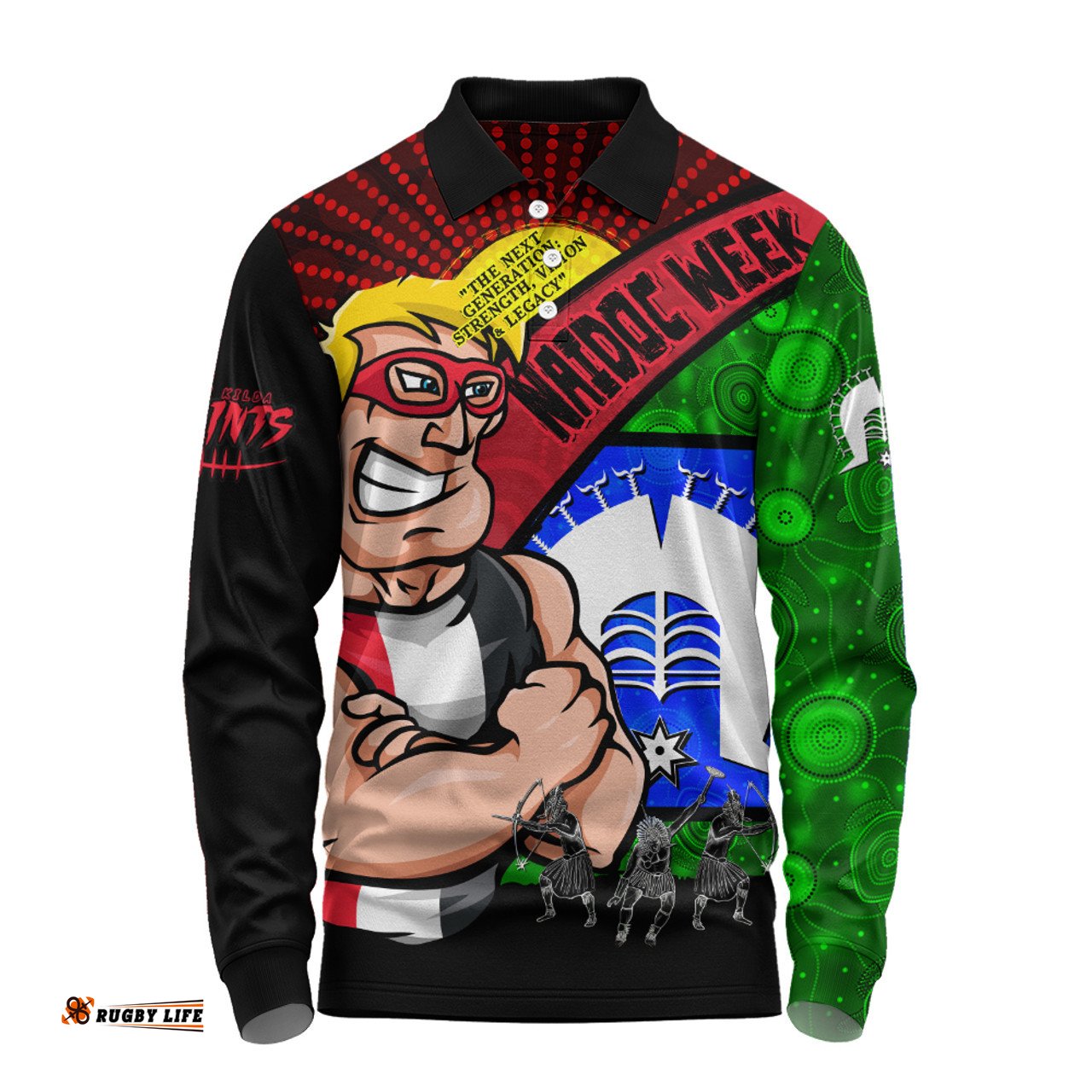 Amazing Aussie St Kilda NAIDOC Week Pride Edition Long Sleeve Polo Shirt