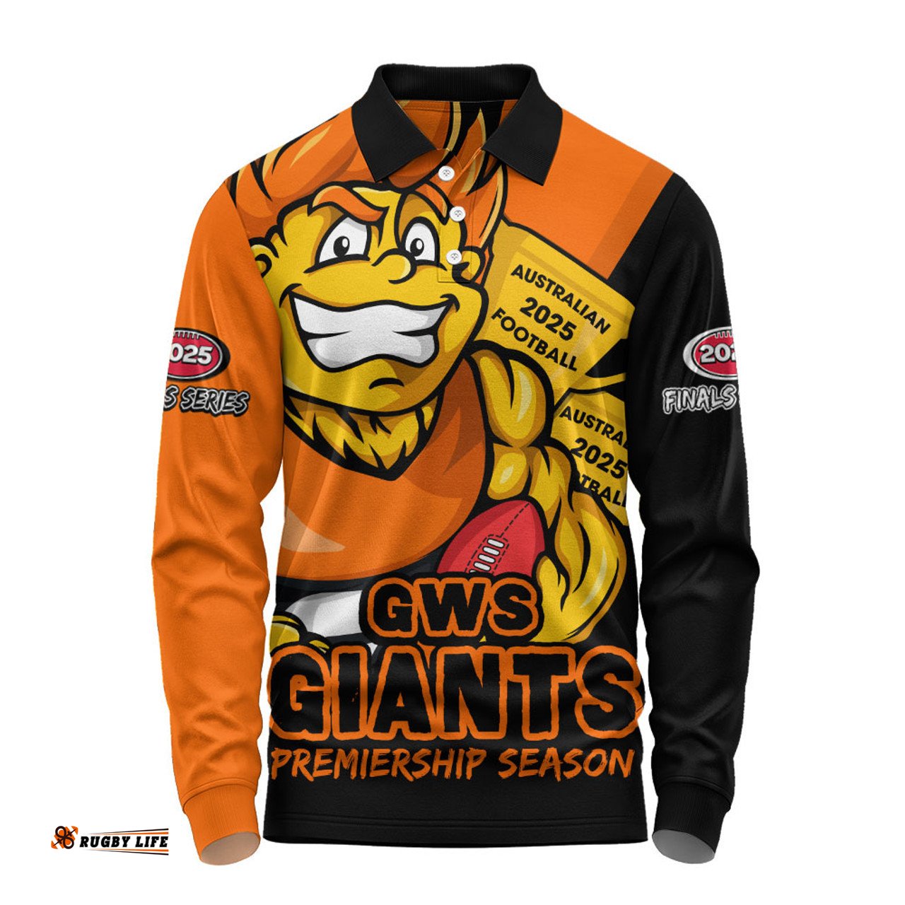 Amazing Aussie GWS GIANTS Australian Football Finals Premiership Spirit Long Sleeve Polo Shirt