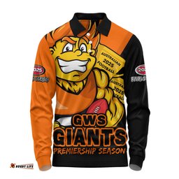 Amazing Aussie GWS GIANTS Australian Football Finals Premiership Spirit Long Sleeve Polo Shirt
