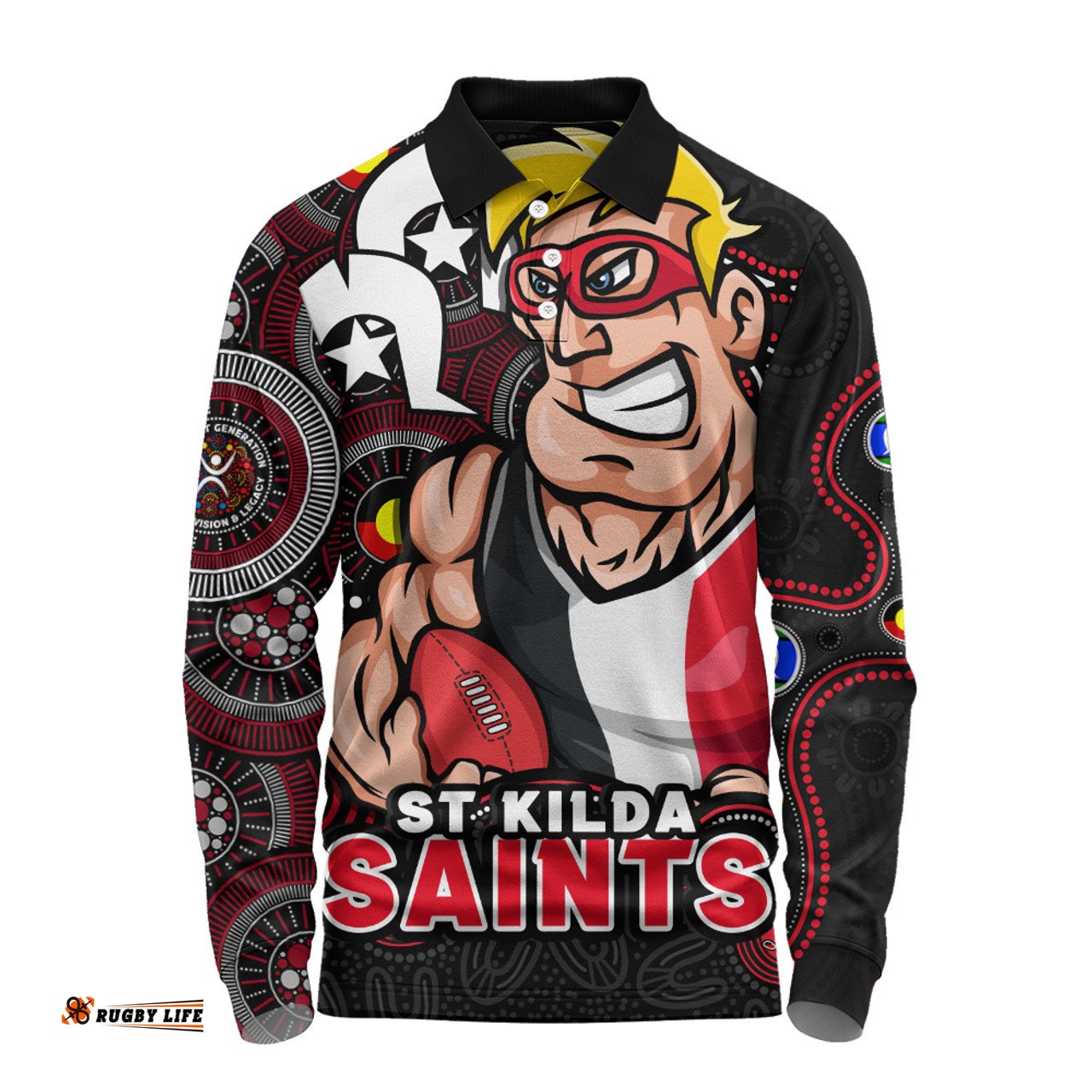 Amazing Aussie St Kilda NAIDOC Spirit Of Country Long Sleeve Polo Shirt