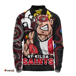 Amazing Aussie St Kilda NAIDOC Spirit Of Country Long Sleeve Polo Shirt
