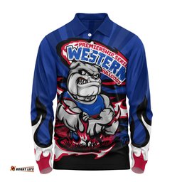 Amazing Aussie Western Bulldogs Premiership Series Flame Edition Long Sleeve Polo Shirt