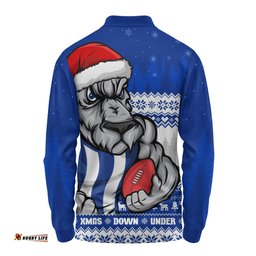 Amazing Aussie North Melbourne Merry Christmas Down Under Footy Power Style Long Sleeve Polo Shirt