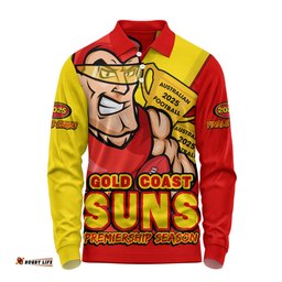 Amazing Aussie Gold Coast SUNS Australian Football Finals Premiership Spirit Long Sleeve Polo Shirt