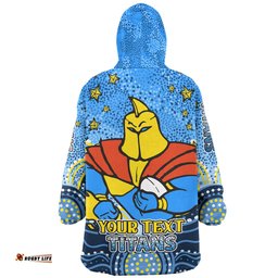 Gold Coast Titans Custom Custom With Aboriginal Inspired Style Of Dot Painting Patterns Wearable Blanket Hoodie Aussie Oodie