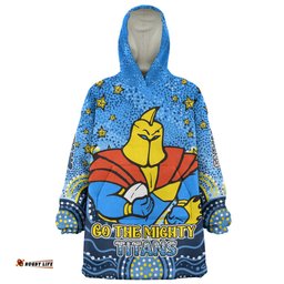 Gold Coast Titans Custom Custom With Aboriginal Inspired Style Of Dot Painting Patterns Wearable Blanket Hoodie Aussie Oodie