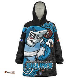 Cronulla Sutherland Sharks Power Through Generations NAIDOC Edition Wearable Blanket Hoodie Aussie Oodie