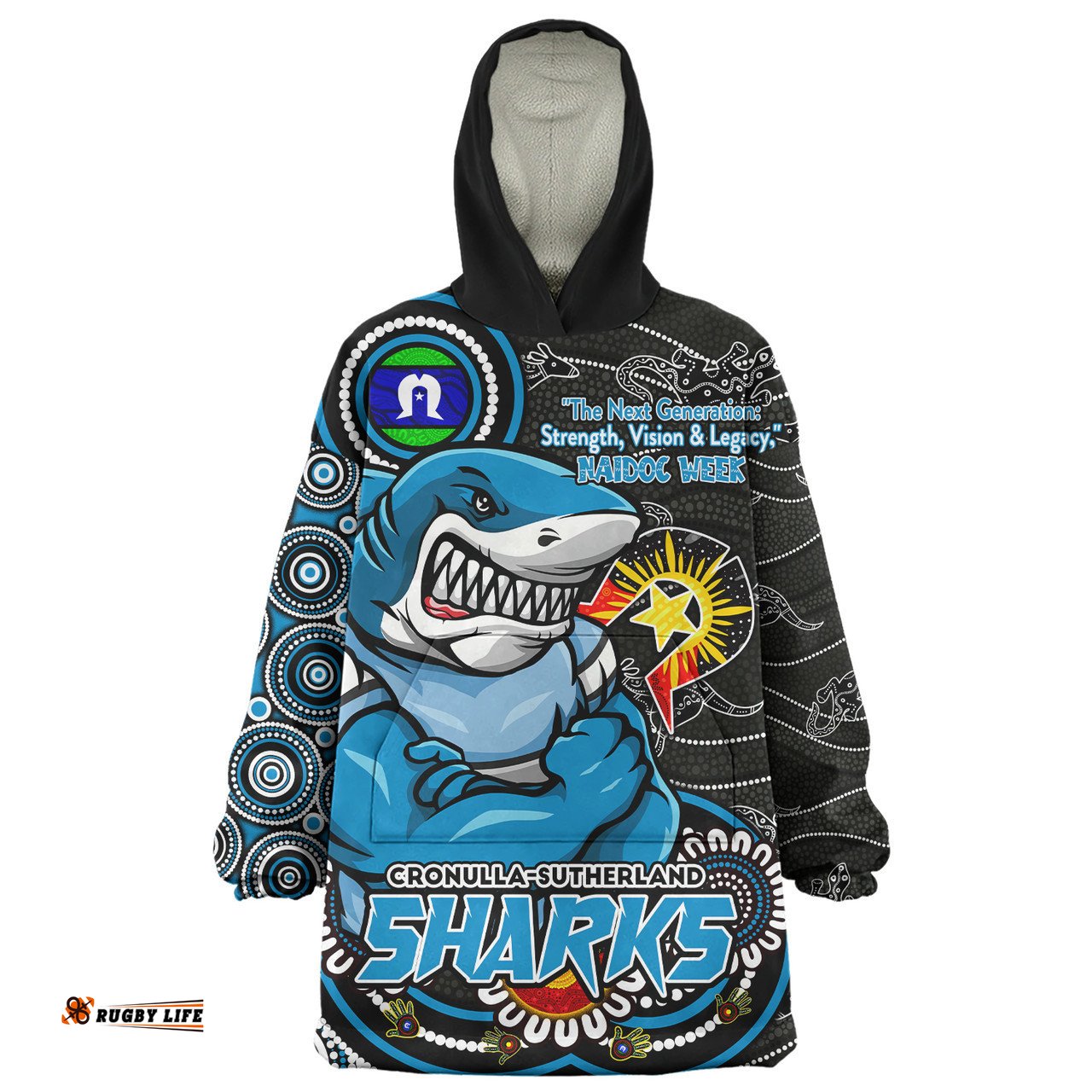 Cronulla Sutherland Sharks Spirit Of NAIDOC Series Wearable Blanket Hoodie Aussie Oodie