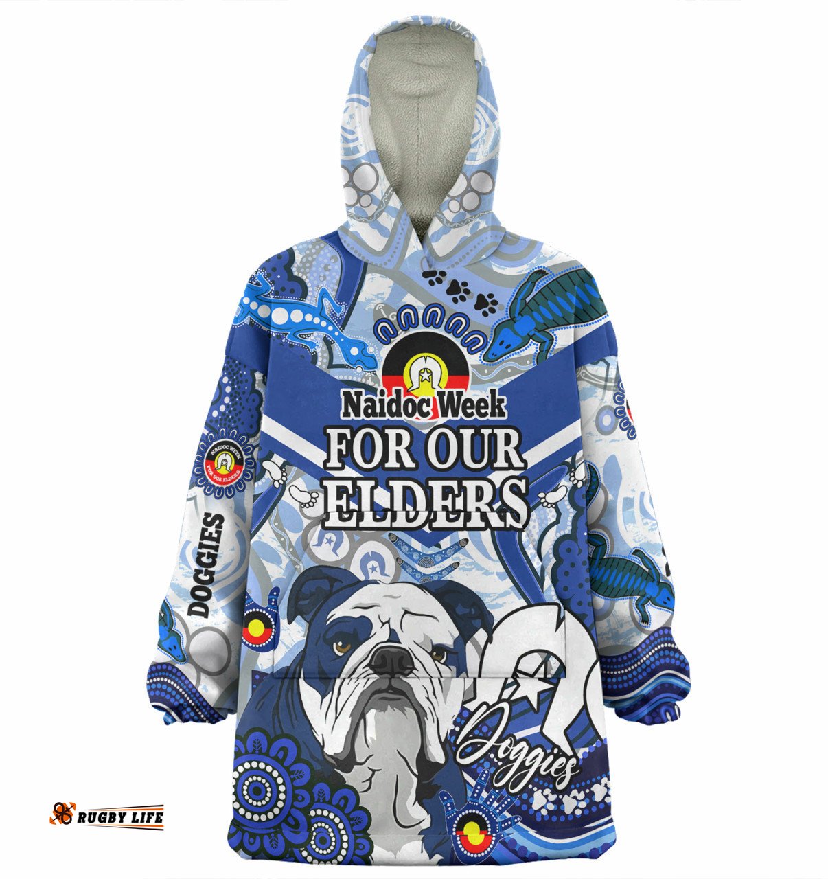 Canterbury Bankstown Bulldogs Custom Naidoc Week Doggies Wearable Blanket Hoodie Aussie Oodie