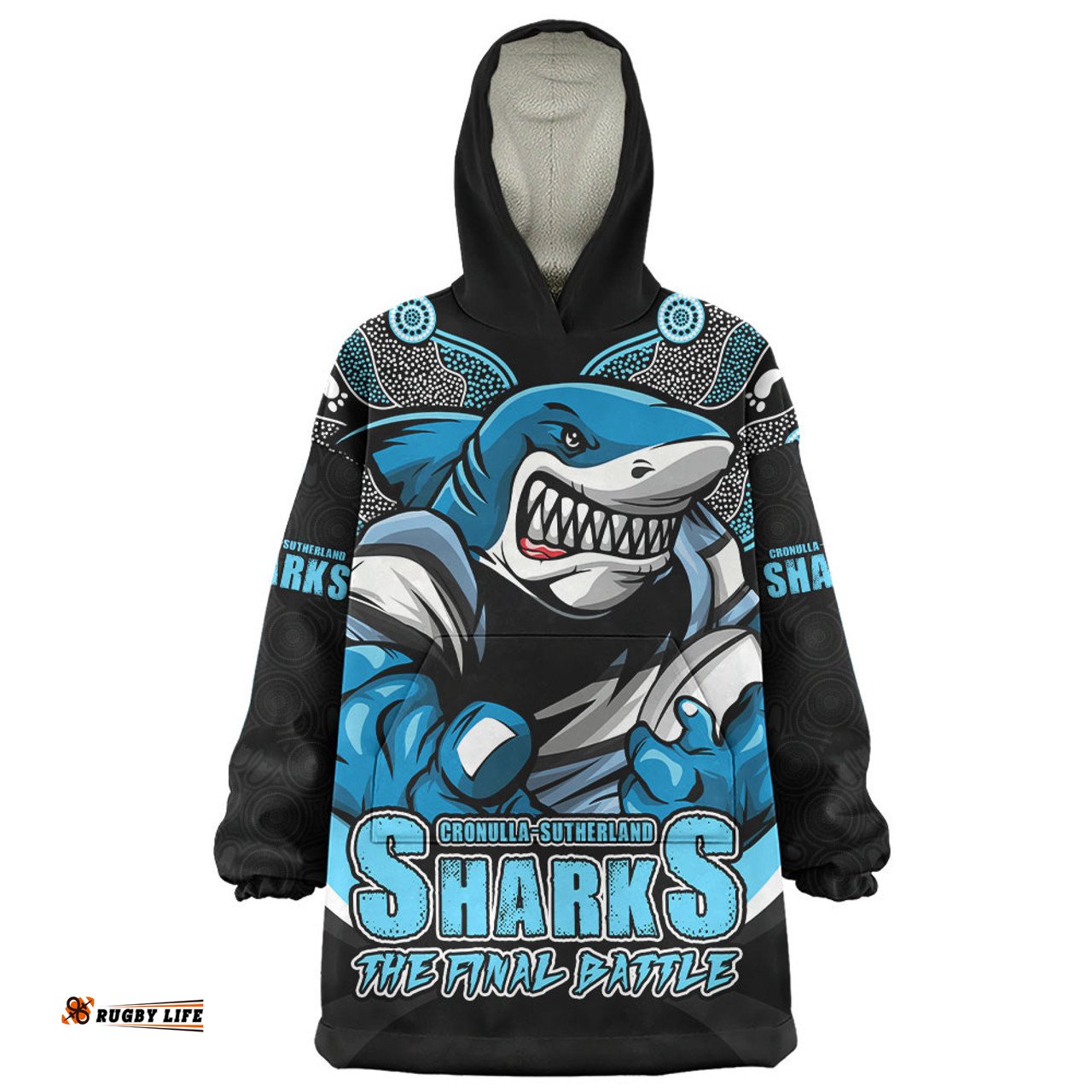 Cronulla Sutherland Sharks Final Clash Battle Edition Wearable Blanket Hoodie Aussie Oodie