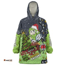 Canberra Raiders Christmas Custom Let's Get Lit Chrisse Pressie Wearable Blanket Hoodie Aussie Oodie