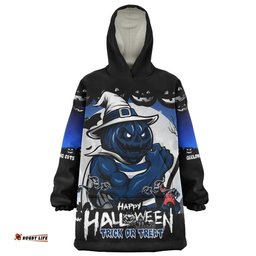 Geelong Cats Dark Pumpkin Halloween Spirit Wearable Blanket Hoodie Aussie Oodie