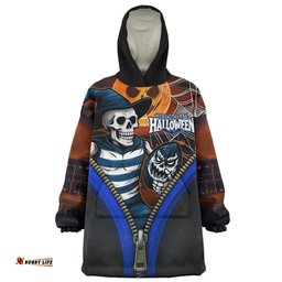Geelong Cats Halloween Night Reaper Zipper Wearable Blanket Hoodie Aussie Oodie