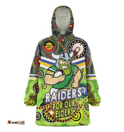 Canberra Raiders Naidoc Week Custom Raiders Naidoc For Our Elders Dot Art Style Wearable Blanket Hoodie Aussie Oodie