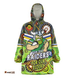 Canberra Raiders Naidoc Week Custom Raiders Naidoc For Our Elders Dot Art Style Wearable Blanket Hoodie Aussie Oodie