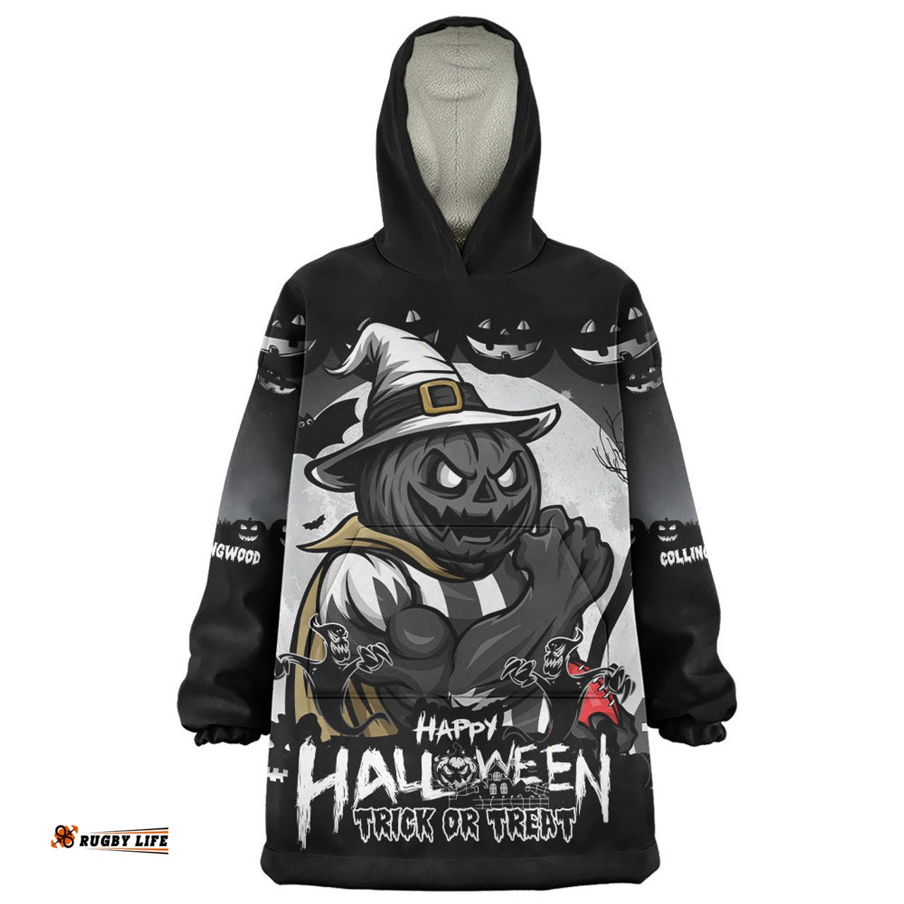 Collingwood Dark Pumpkin Halloween Spirit Wearable Blanket Hoodie Aussie Oodie