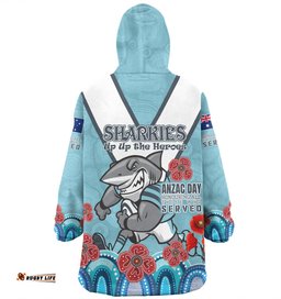 Cronulla Sutherland Sharks Anzac Custom Up Up The Heroes Wearable Blanket Hoodie Aussie Oodie