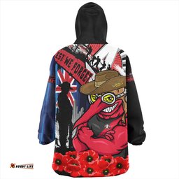 Essendon Anzac Day Honor United In Spirit Wearable Blanket Hoodie Aussie Oodie