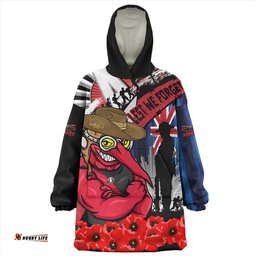 Essendon Anzac Day Honor United In Spirit Wearable Blanket Hoodie Aussie Oodie