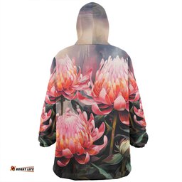 Australia Waratah Waratah Oil Painting Abstract Ver3 Wearable Blanket Hoodie Aussie Oodie