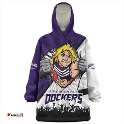 Fremantle Breaking Through Fan Design Wearable Blanket Hoodie Aussie Oodie