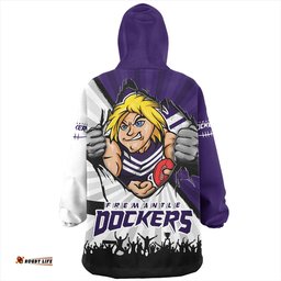 Fremantle Breaking Through Fan Design Wearable Blanket Hoodie Aussie Oodie