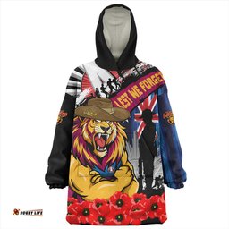Brisbane Lions Anzac Day Honor United In Spirit Wearable Blanket Hoodie Aussie Oodie