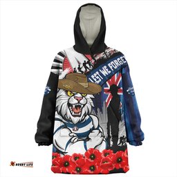 Geelong Cats Anzac Day Honor United In Spirit Wearable Blanket Hoodie Aussie Oodie