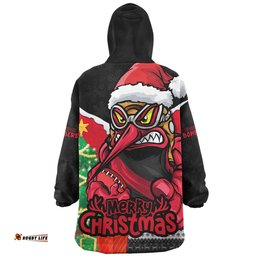 Essendon Santa Scoring Touchdown On Christmas Game Day Wearable Blanket Hoodie Aussie Oodie