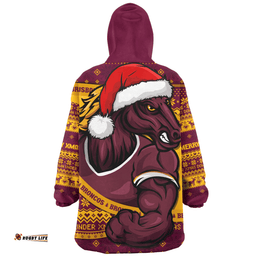 Brisbane Broncos Ugly Knit Style For Christmas Game Fans Wearable Blanket Hoodie Aussie Oodie