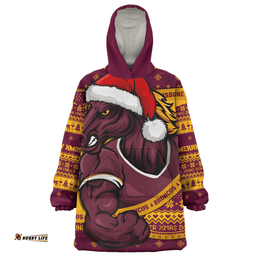 Brisbane Broncos Ugly Knit Style For Christmas Game Fans Wearable Blanket Hoodie Aussie Oodie