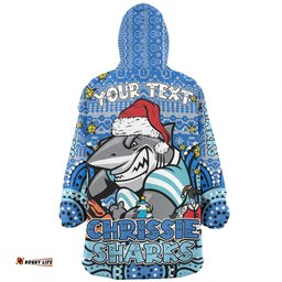 Cronulla Sutherland Sharks Christmas Custom Christmas Knit Patterns Vintage Jersey Ugly Wearable Blanket Hoodie Aussie Oodie