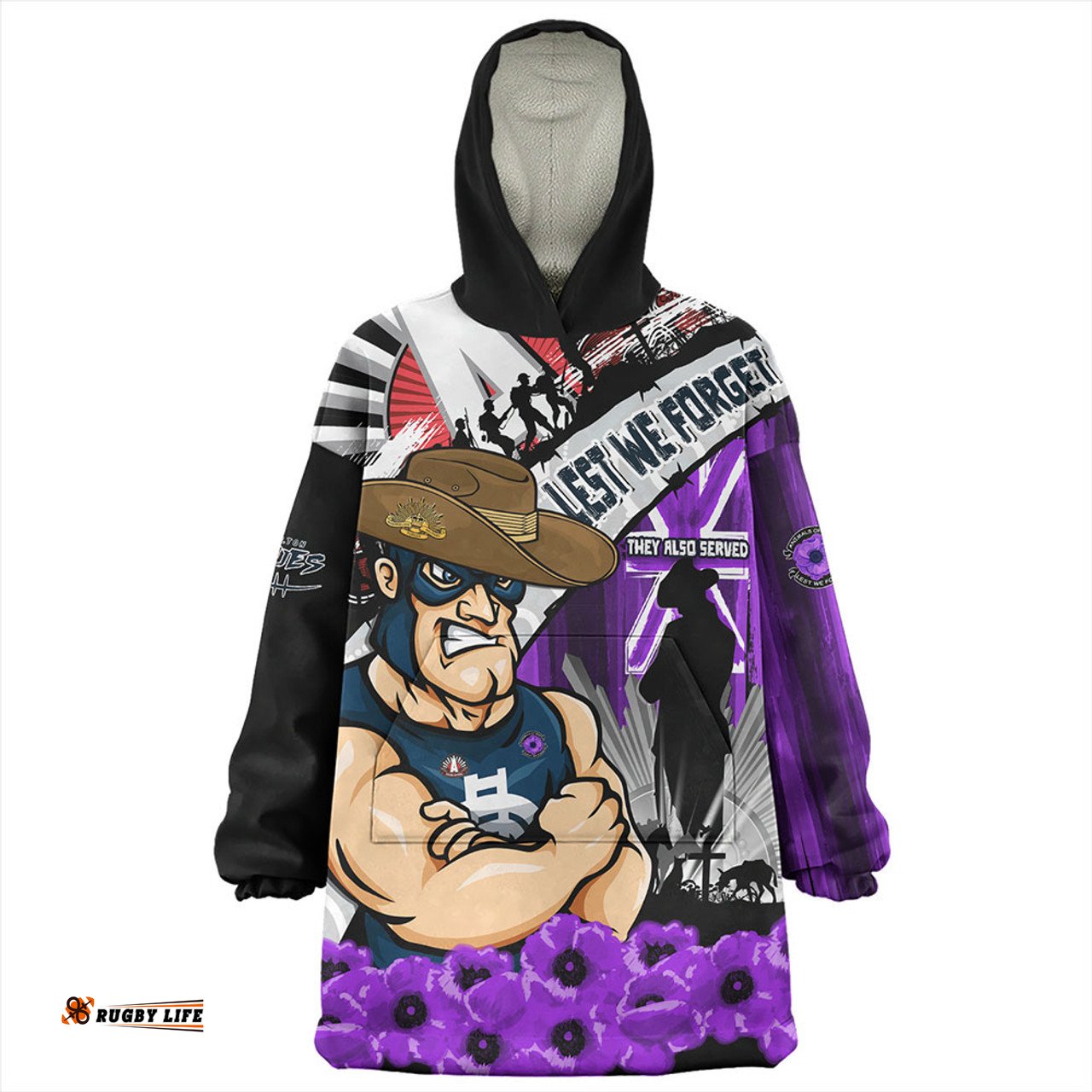 Carlton ANZAC Day Honor Purple Valor And Spirit Wearable Blanket Hoodie Aussie Oodie