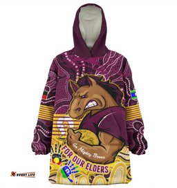 Brisbane Broncos Naidoc Week Custom Brisbane Broncos For Our Elders Aboriginal Inspired Wearable Blanket Hoodie Aussie Oodie