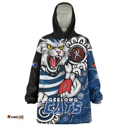 Geelong Cats Power Through Generations NAIDOC Edition Wearable Blanket Hoodie Aussie Oodie