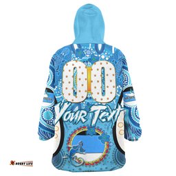 Cronulla Sutherland Sharks Custom Go Sharkies! Personalised Player And Number Tribal Indigenous Wearable Blanket Hoodie Aussie Oodie