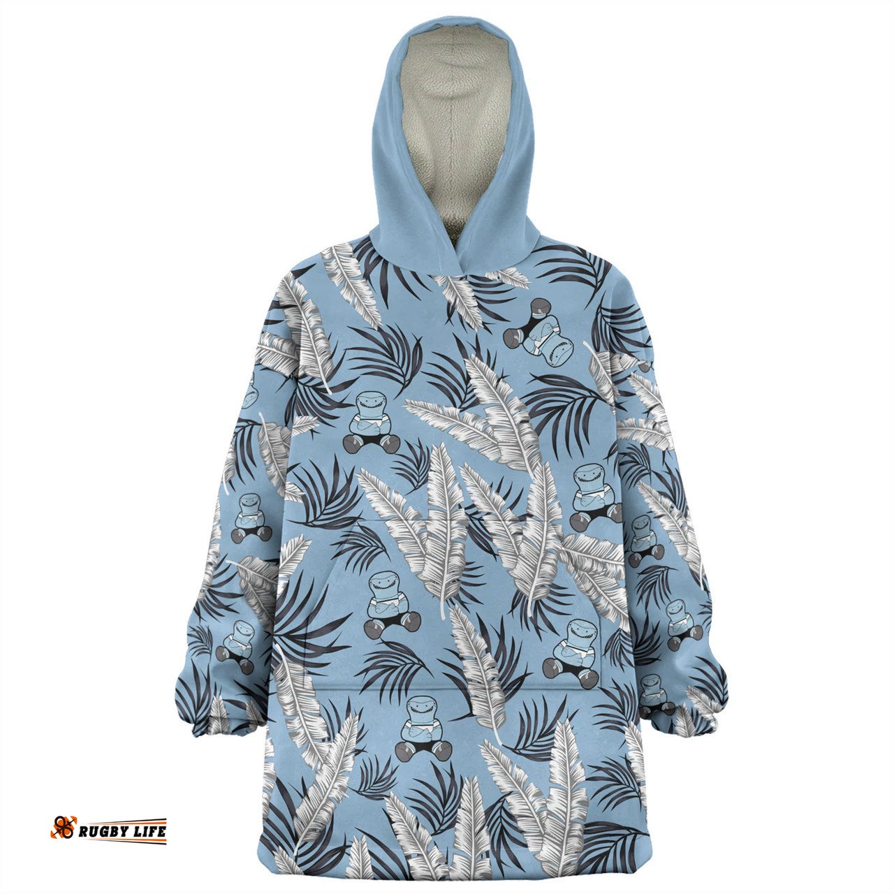 Cronulla Sutherland Sharks Tropical Patterns Sharkies Wearable Blanket Hoodie Aussie Oodie