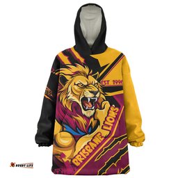Brisbane Lions Battlefield Glory Gear Wearable Blanket Hoodie Aussie Oodie