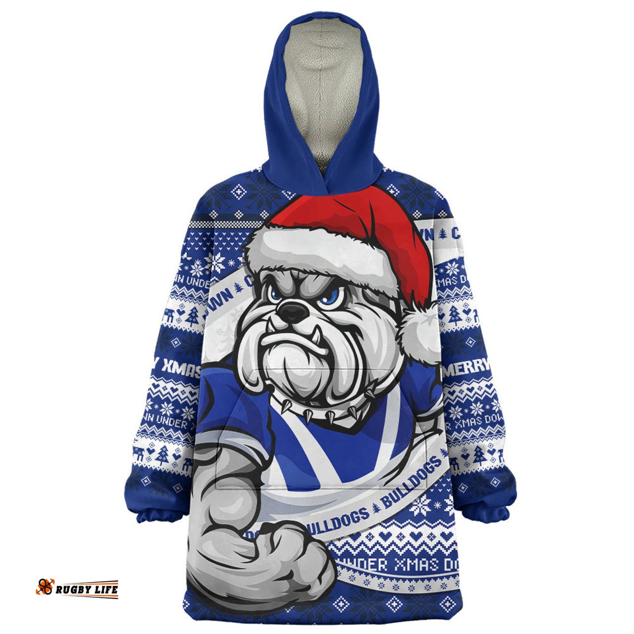 Canterbury Bankstown Bulldogs Ugly Knit Style For Christmas Game Fans Wearable Blanket Hoodie Aussie Oodie
